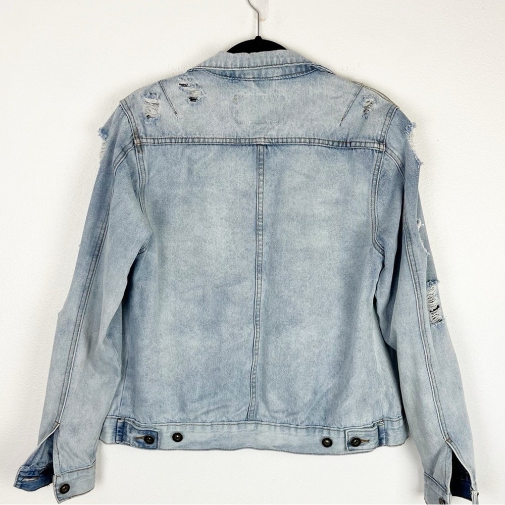 Jean Jacket Womens Brooklyn Cloth Distressed Denim Small Grunge Boho Westerncore - Picture 3 of 9